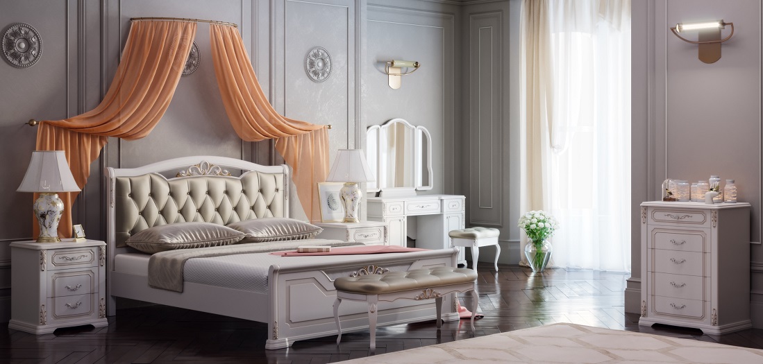 Версаль Талан Групп Италконцепт светлая белая спальня из дерева классическая