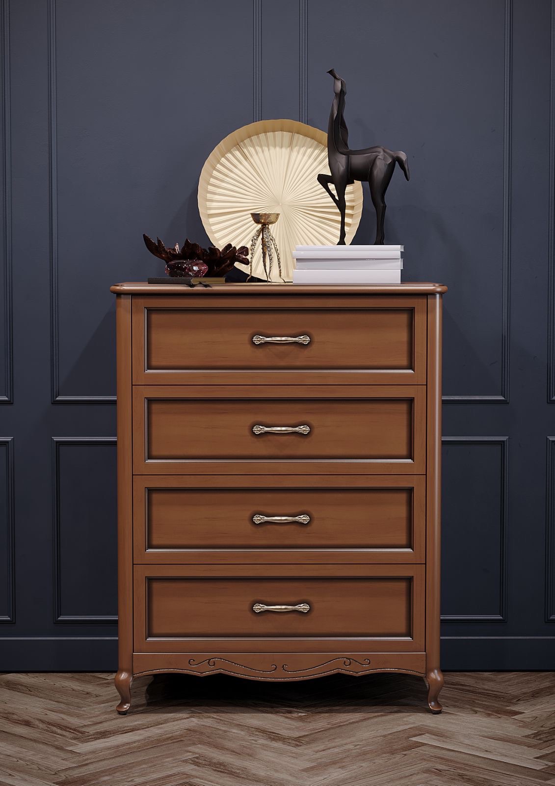 High chest of drawers in walnut color VENEZIA NEW (Talan Group)