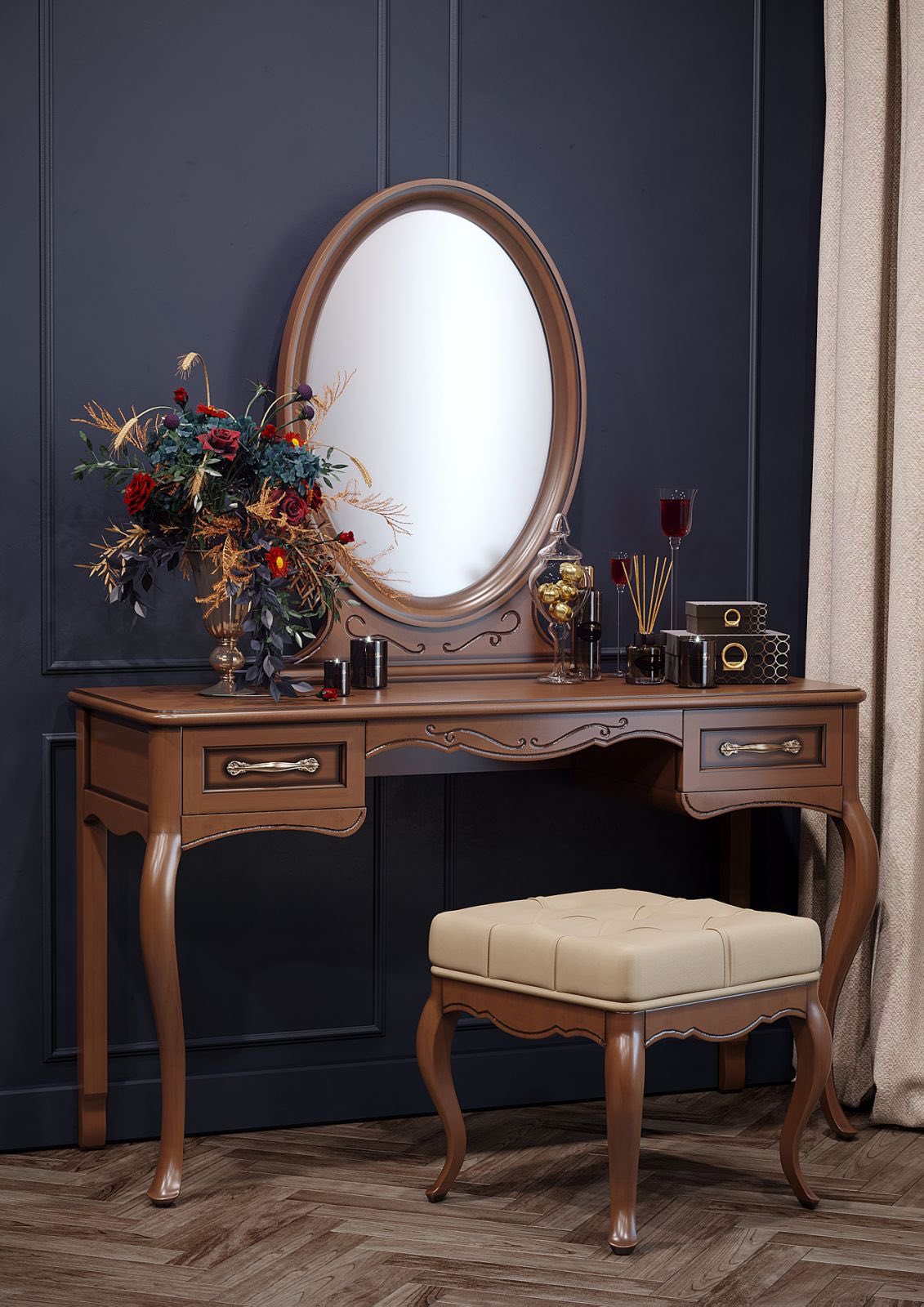 Dressing table with high legs in walnut color VENEZIA NEW (Talan Group)