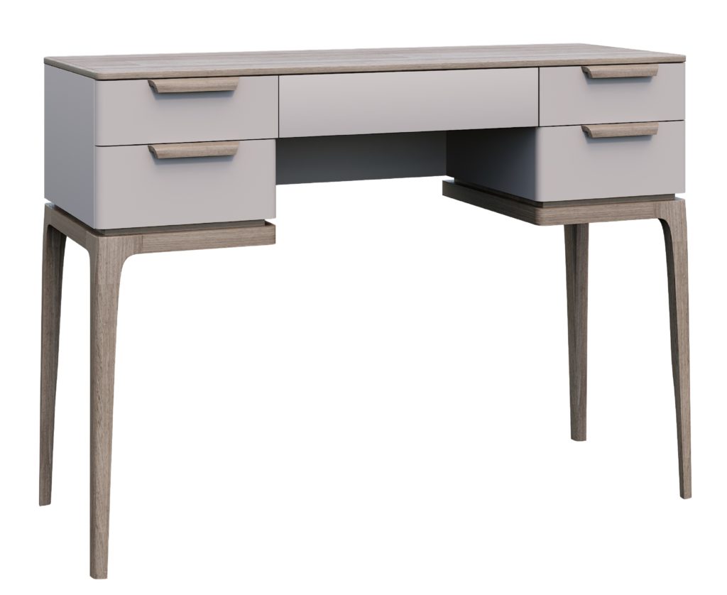 Dressing (cosmetic) wooden table with legs Medea Italconcept TM. Five drawers with closers (BLUM). Solid wood ash/oak veneer.