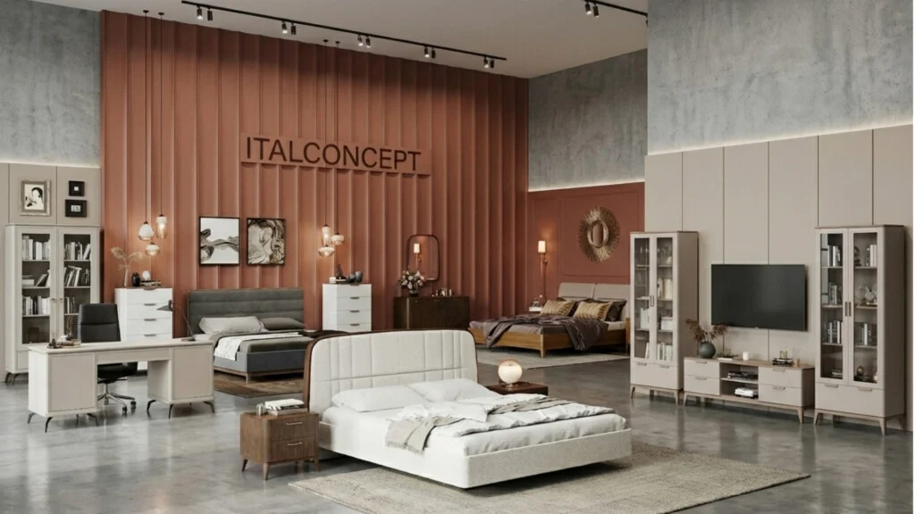 Шоурум Italconcept з ліжками, комодами та сервантами - купити спальню від виробника