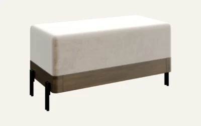 Modern upholstered bench with wooden base