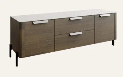 Modern wooden TV stand with drawers