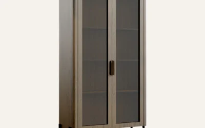 Modern glass-fronted wooden cabinet